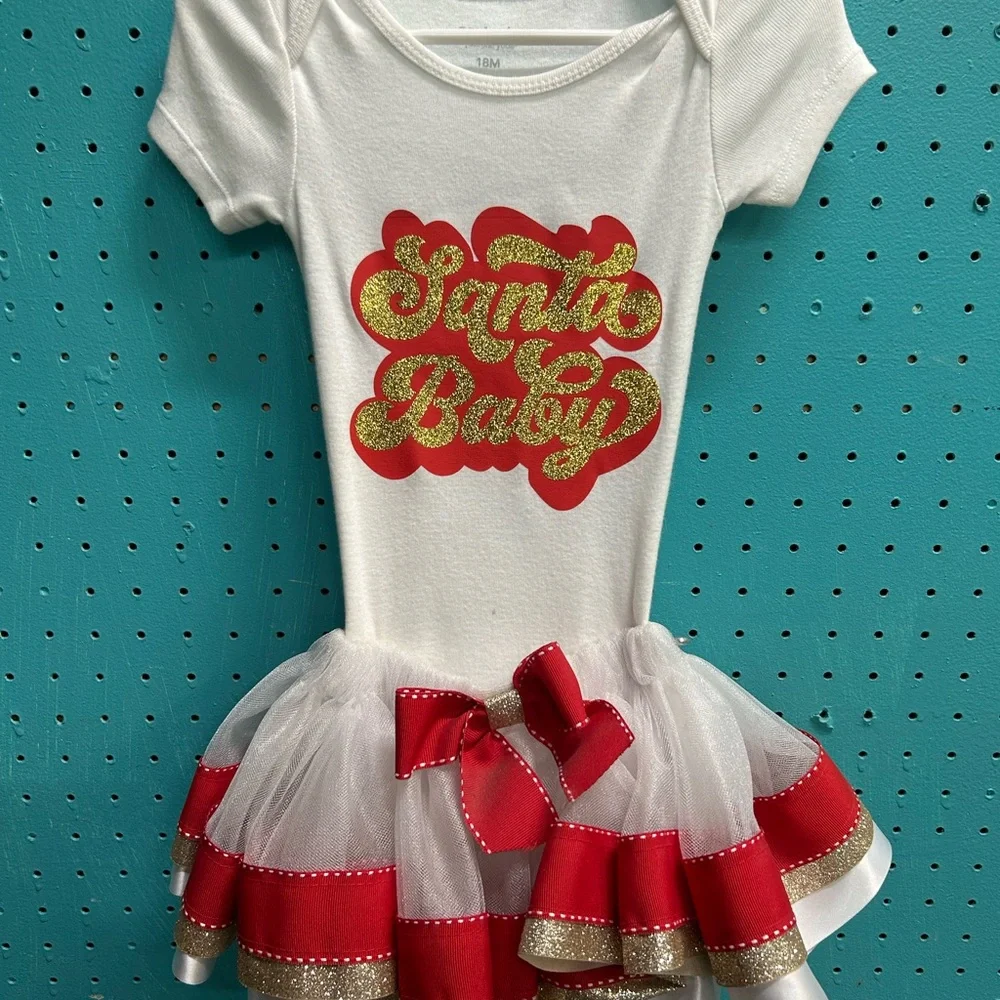 Carter's Santa Baby 2 Piece Outfit with tutu skirt 18M NWT
